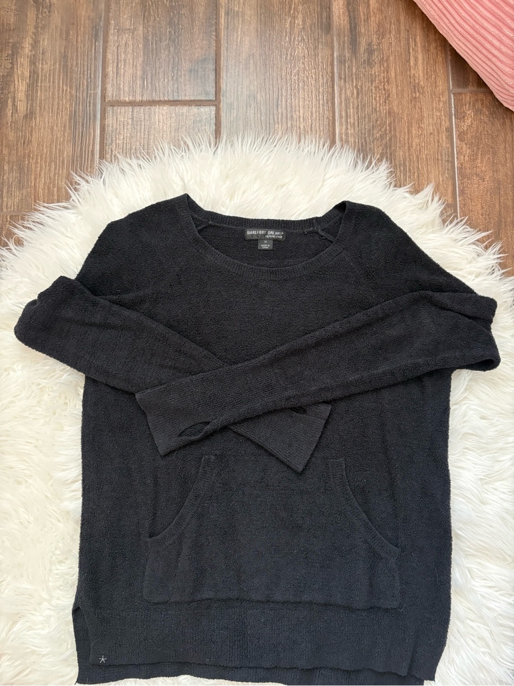 Barefoot Dreams Black Plush Crewneck Pullover
